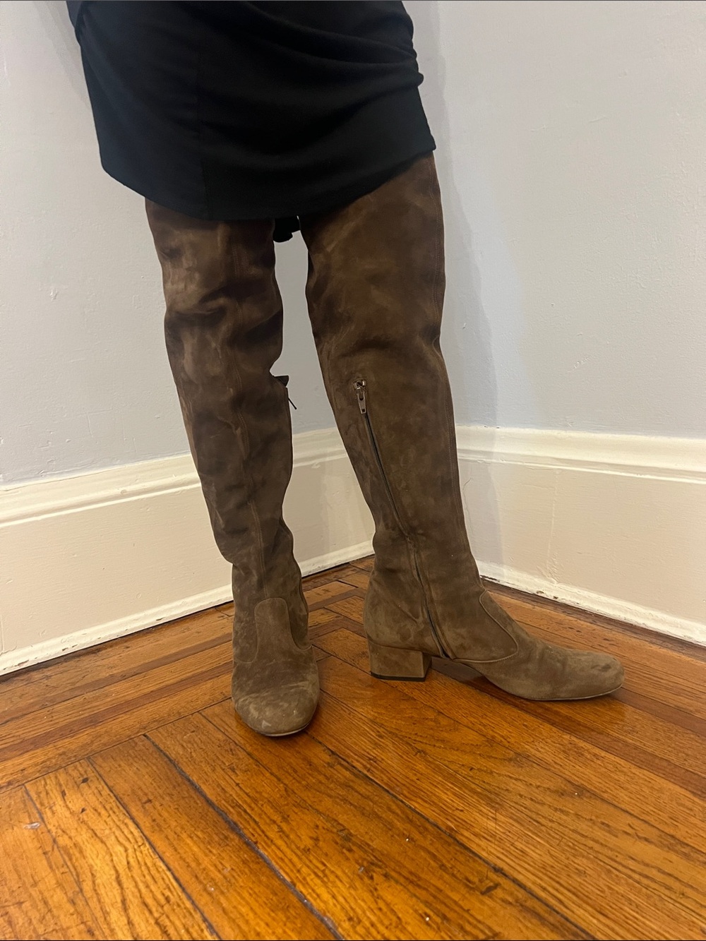 Saint Laurent Brown Suede Over-the-Knee Boots